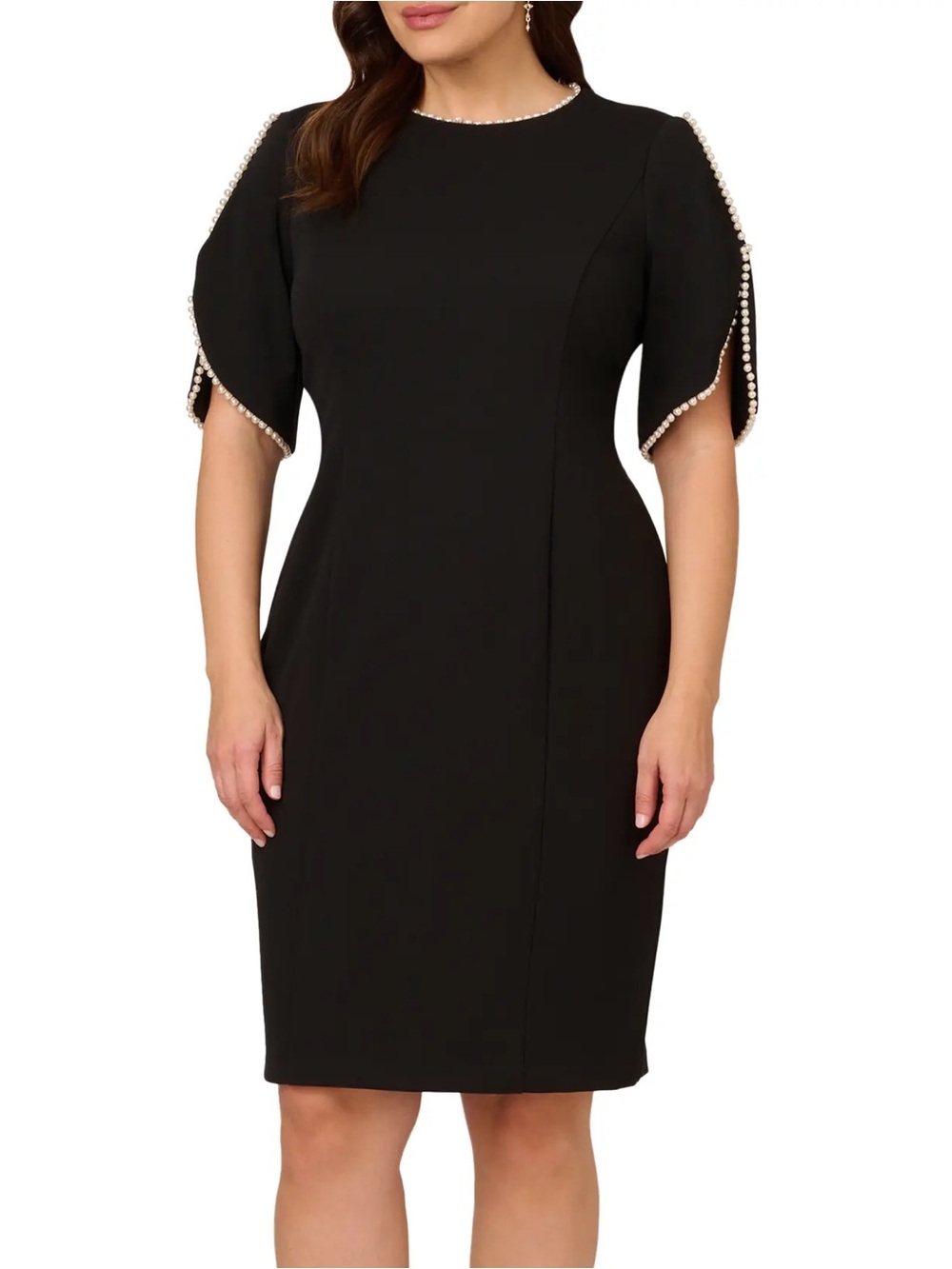 Adrianna Papell Womens Imitation Pearl - Trim Dress